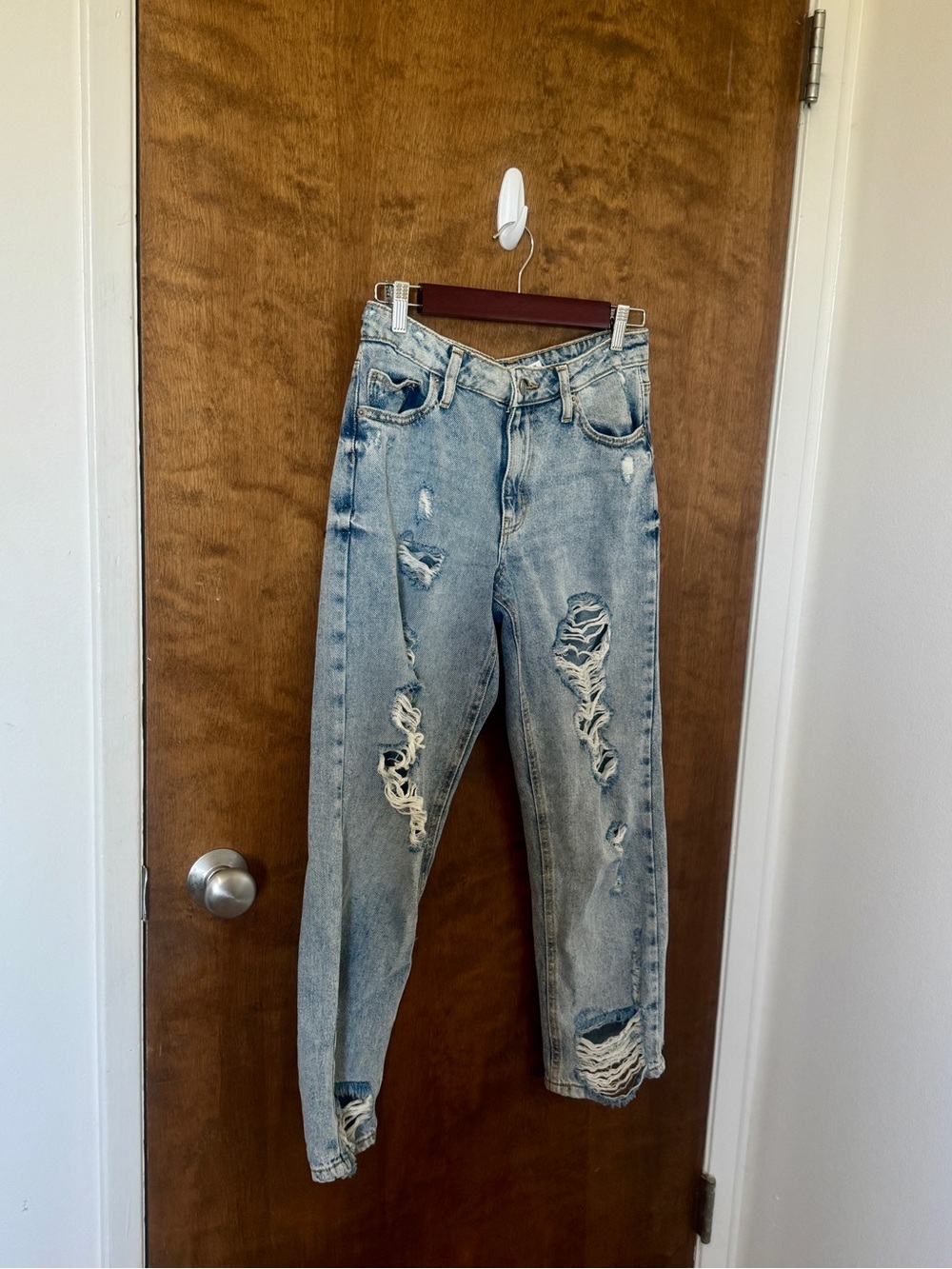 Avec Les Filles Light Blue Ripped Boyfriend Jeans